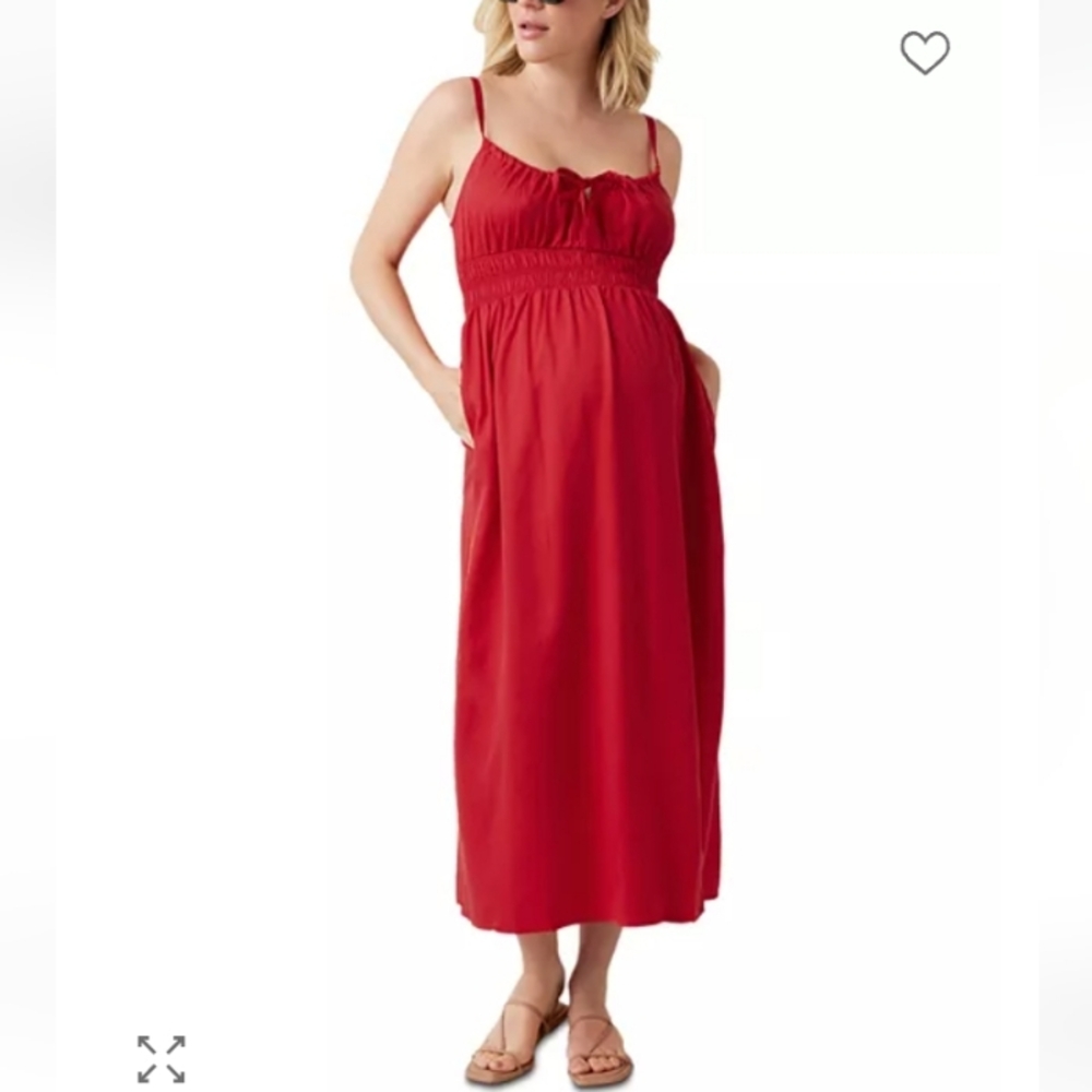 Ingrid + Isabel Maternity Strappy Midi Dress In Scarlet
